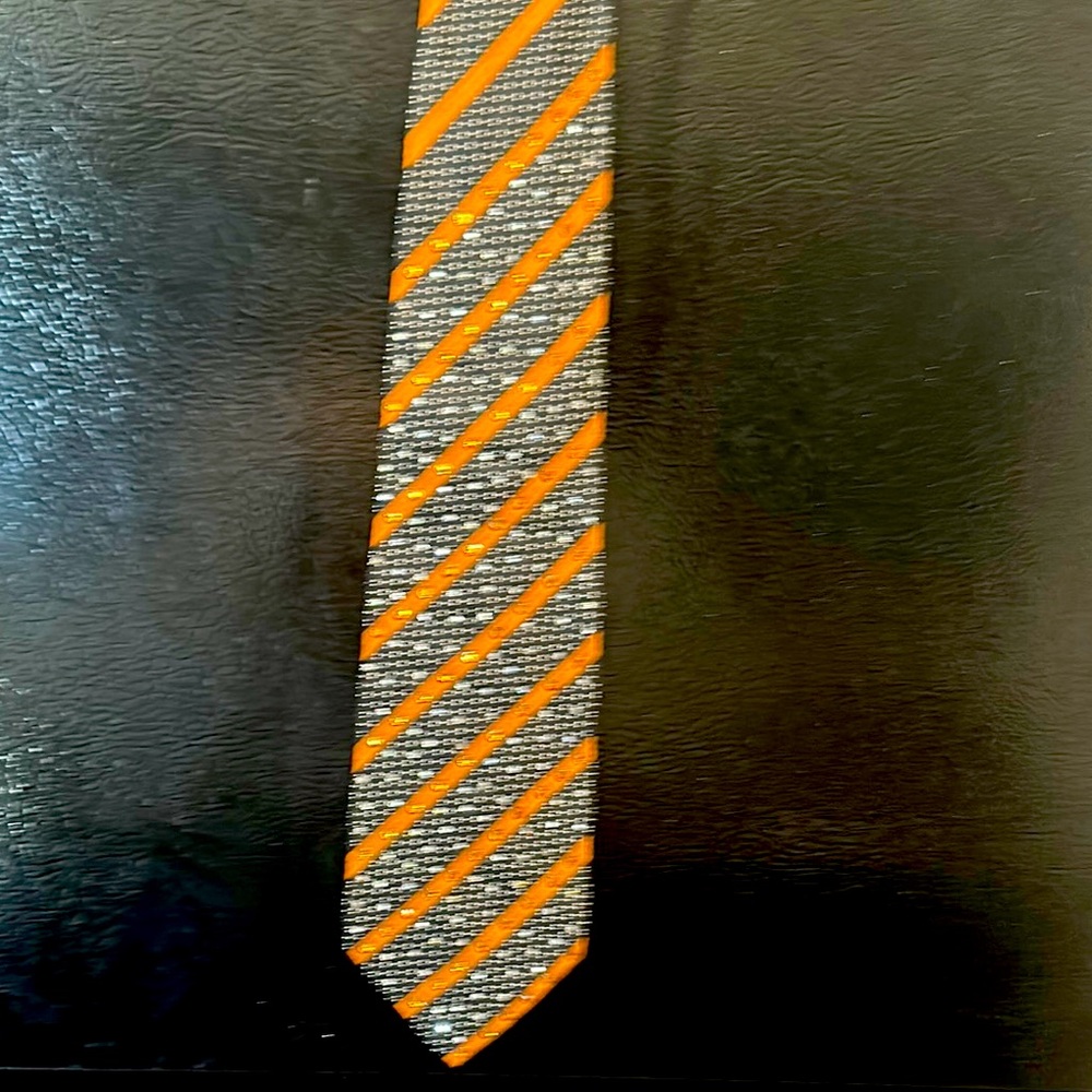 Orange and Gray Striped Men's Tie